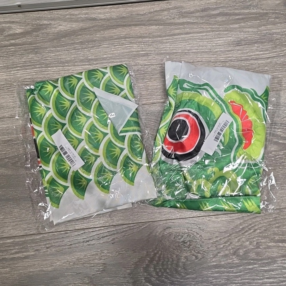 2 Pack, 39Inch Japanese Carp Windsock Koinobori Wind Socks for Outside, Green - Picture 4 of 4